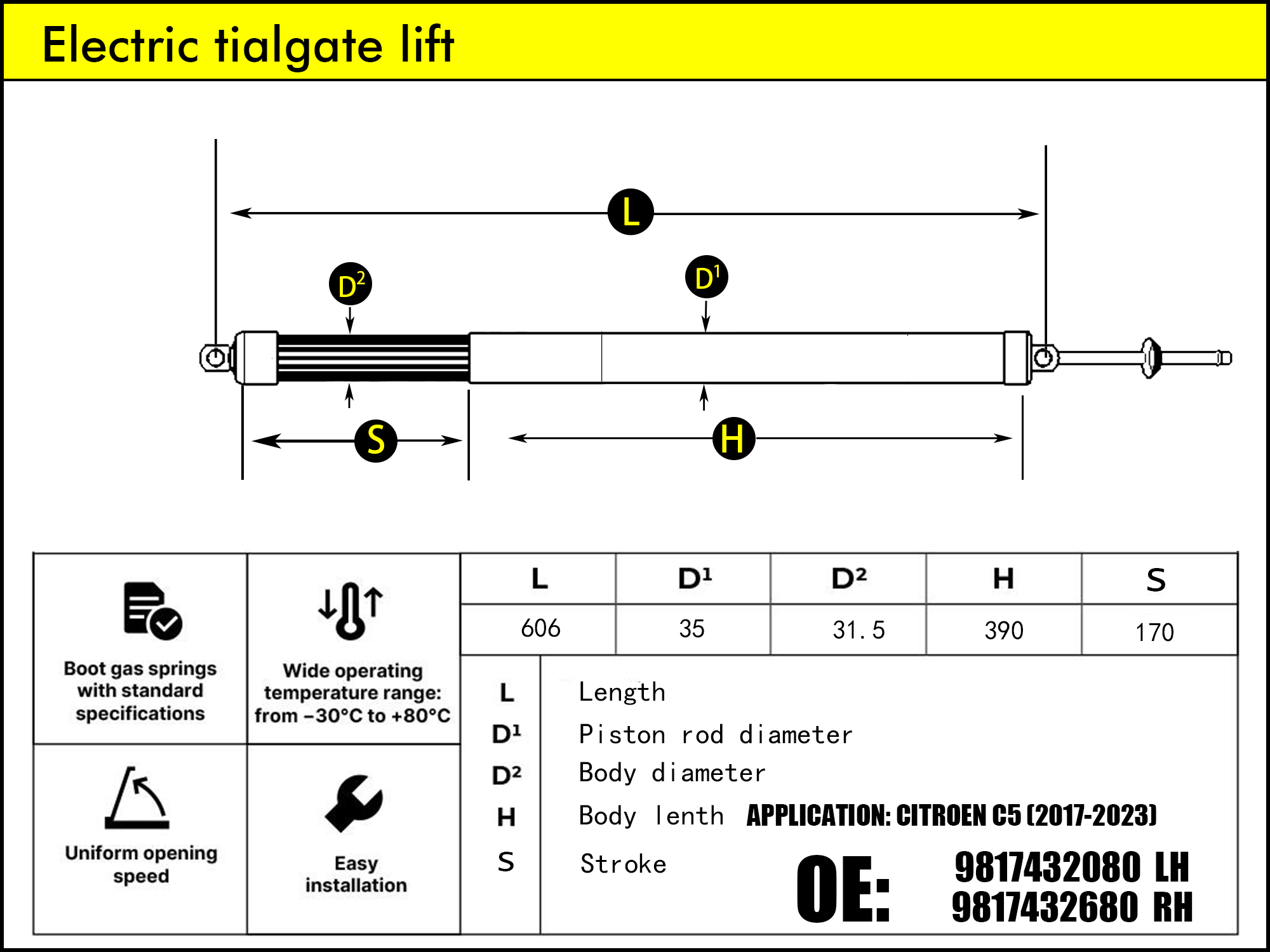 HL2178-CITROEN C5 Aircross III RD LH（2017-2025）