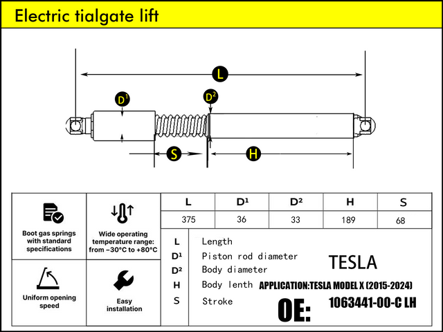 HL2168-TESLA Model X Falcon Wing Door 2 LHRH（2013-2025）