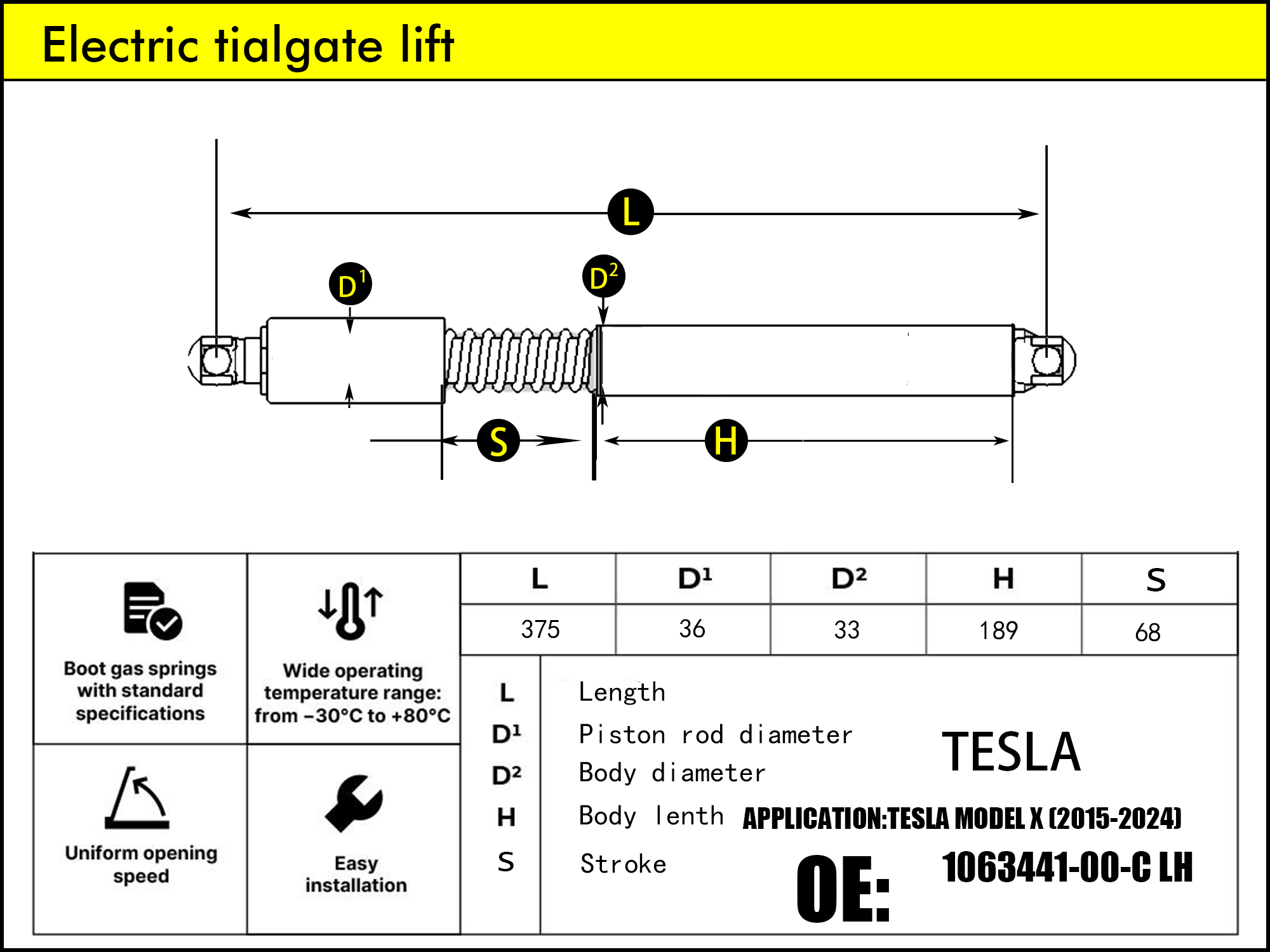 HL2168-TESLA Model X Falcon Wing Door 2 LHRH（2013-2025）