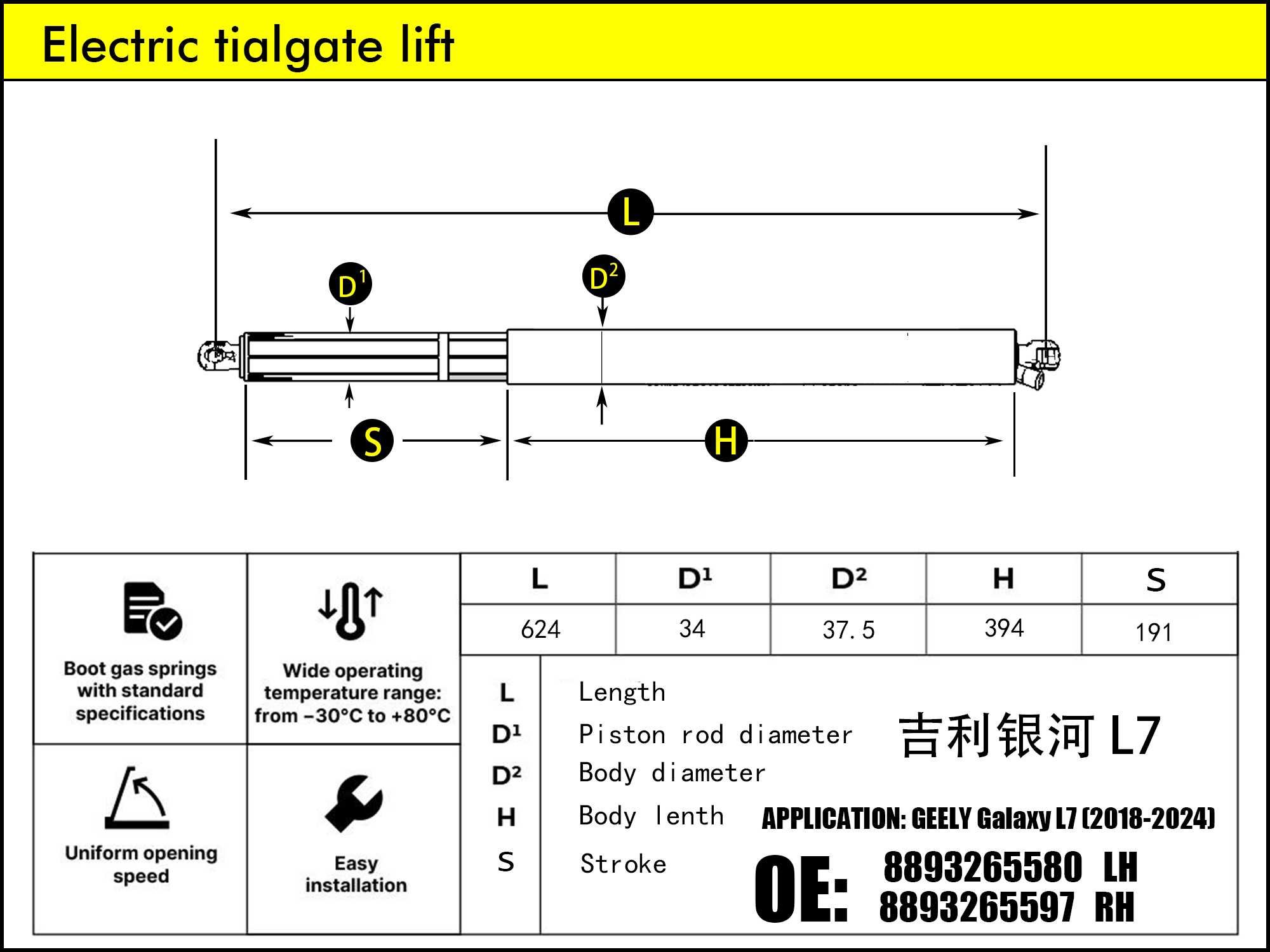 HL2612-GEELY Galaxy L7 G636 LH（2023-...）