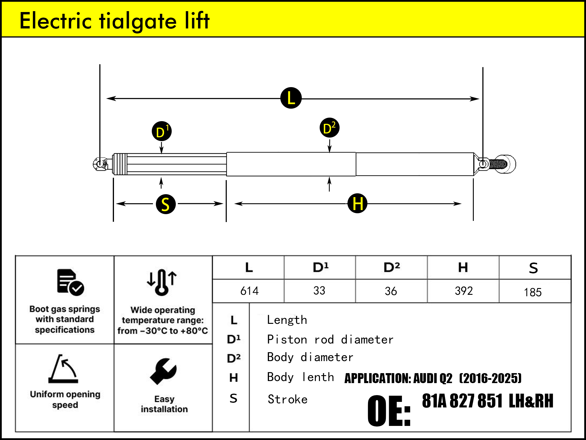 HL2105-AUDI Q2/Q2L CAB LH/RH（2016-2025）