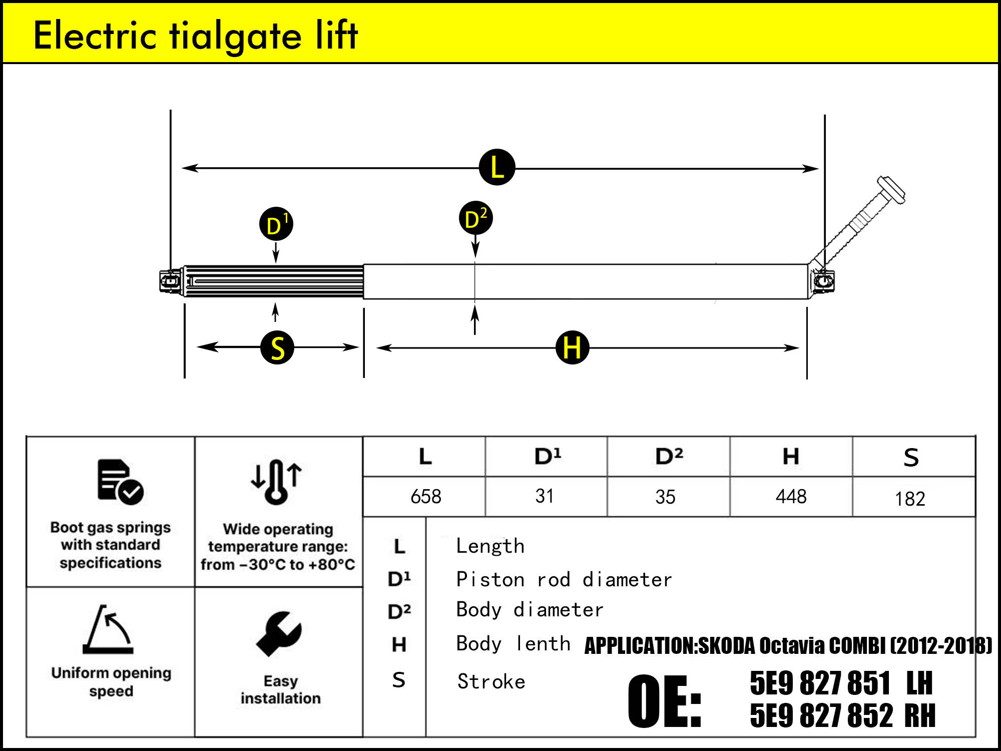 HL2067-SKODA Octavia III Combi 5E5 LH（2012-2020）