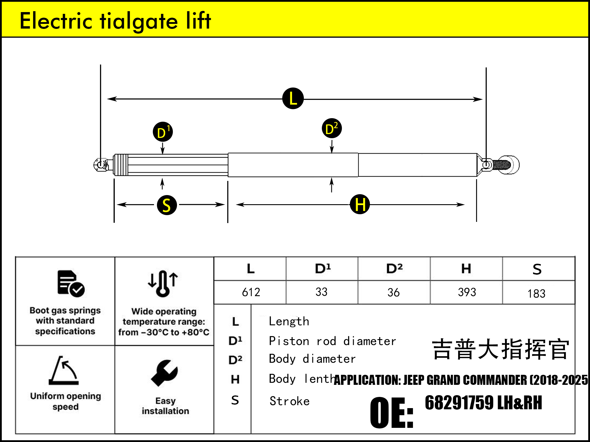 HL2154-JEEP Grand commander K8 LH/RH（2018-2022）
