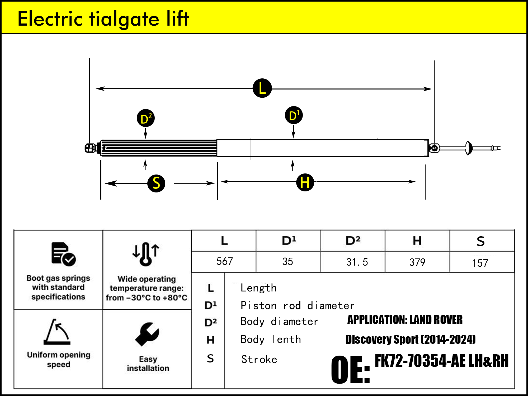 HL2036-Land Rover Discovery Sport L550 LH/RH（2014-2025）