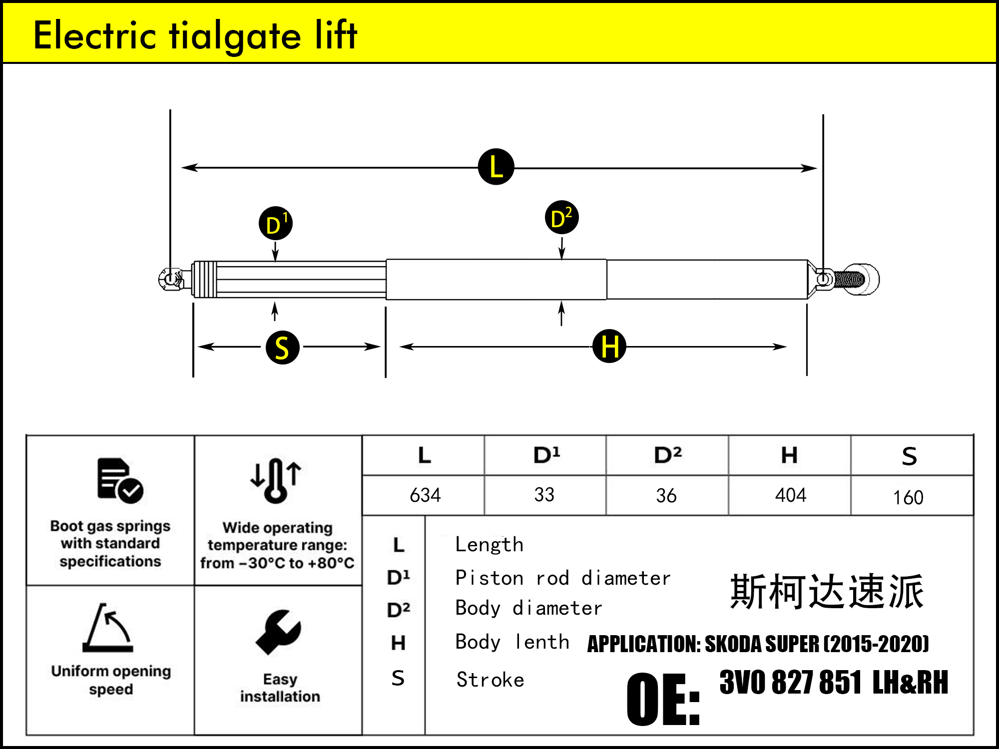 HL2064-SKODA Superb III Hatchback 3V3 LH/RH（2015-2023）