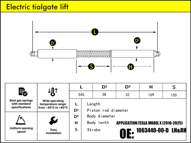 HL2167-TESLA Model X Falcon Wing Door 1 LHRH（2013-2025）
