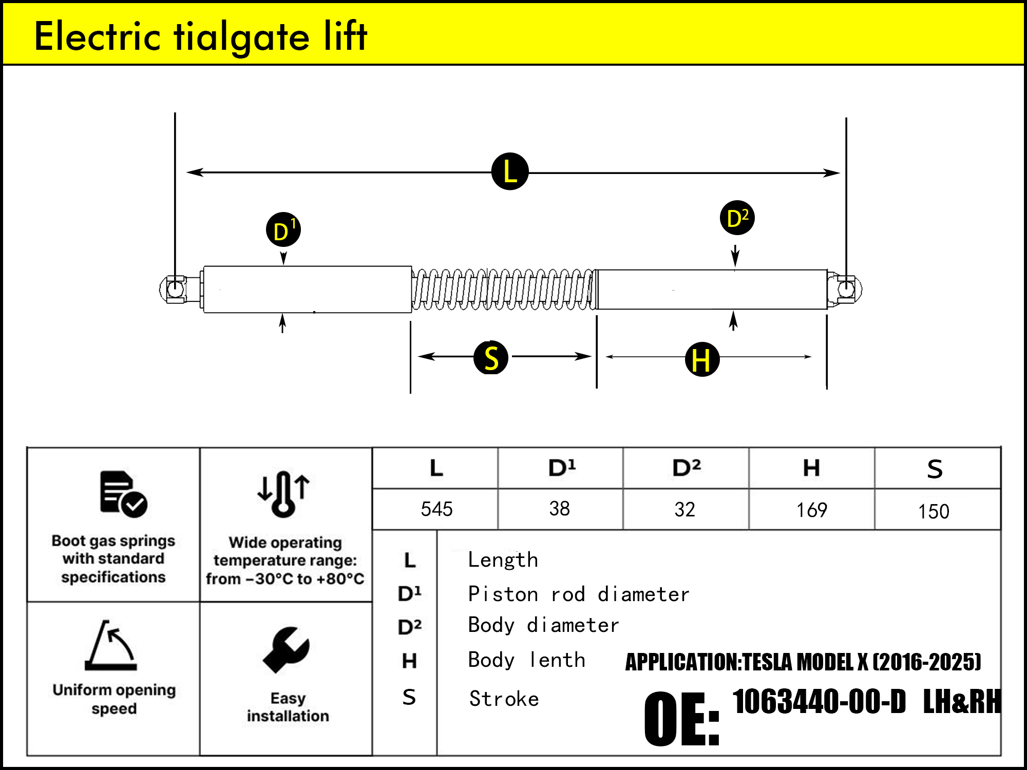 HL2167-TESLA Model X Falcon Wing Door 1 LHRH（2013-2025）
