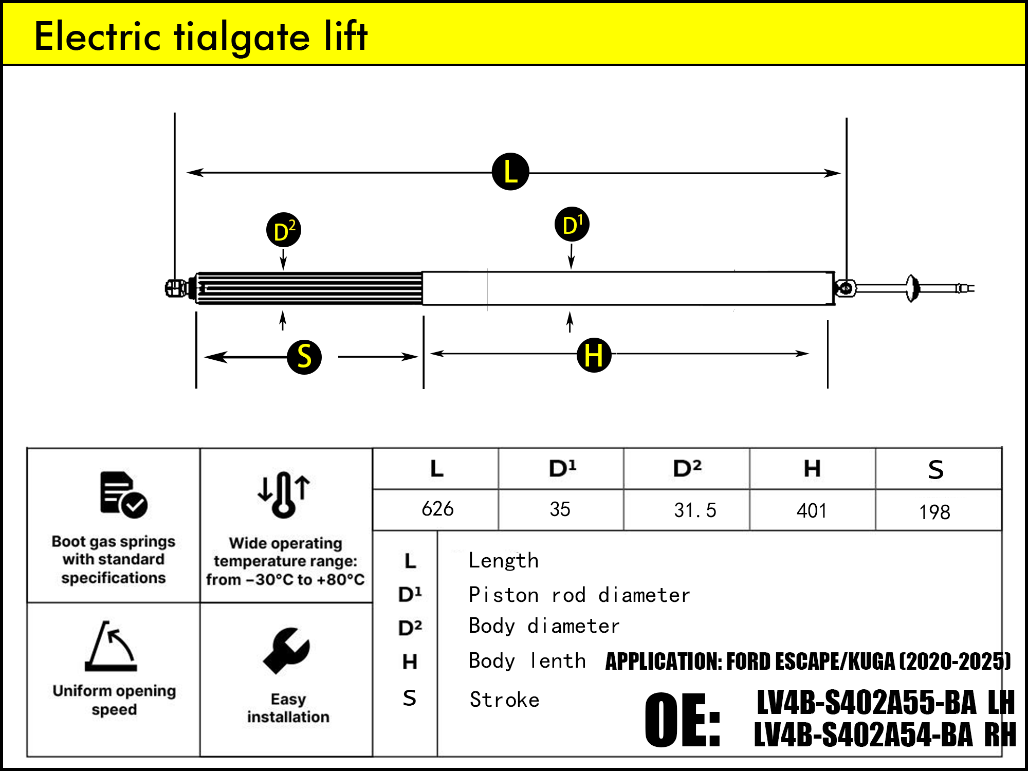 HL2170-FORD Kuga/Escape MK3 DFK LH（2019-2025）