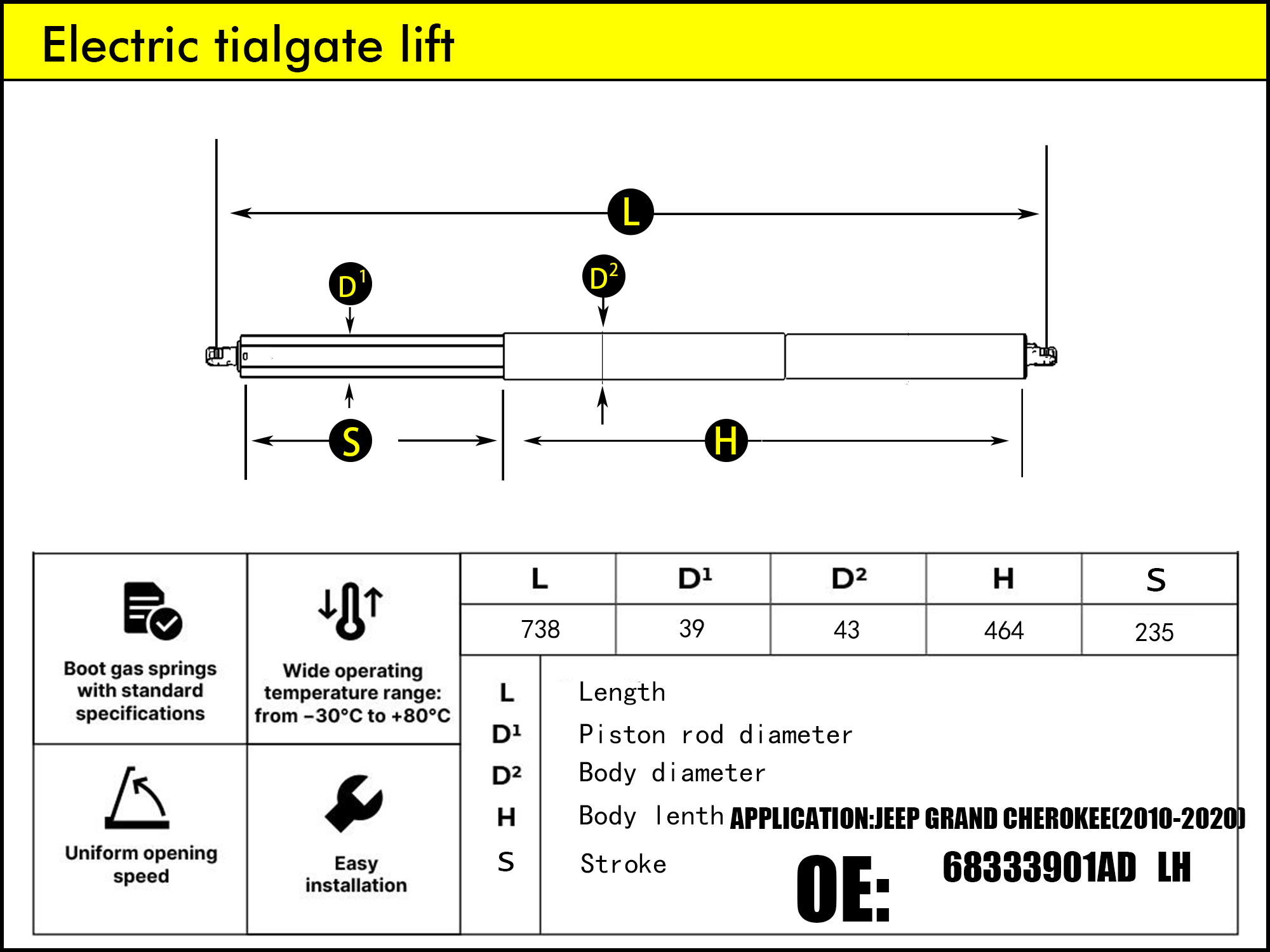 HL2088-JEEP Grand Cherokee IV WK2 LH（2010-2022）